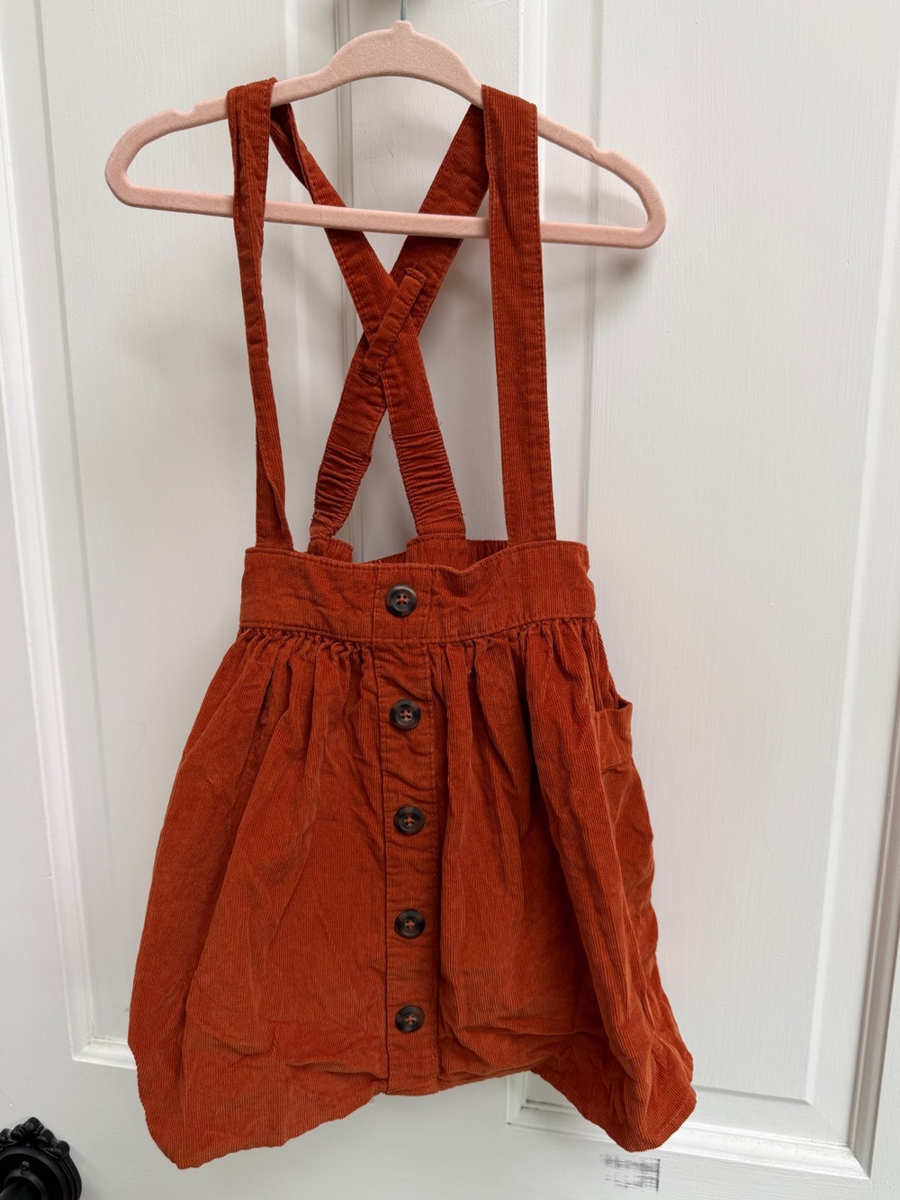 Cat & Jack Girls 4T Rust Orange Corduroy Fall Suspender Dress Jumper